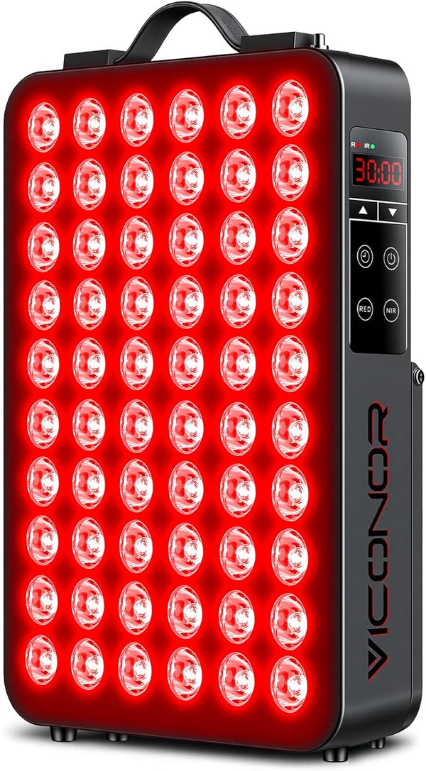 Red Light Therapy for Body, 660Nm 850Nm near Infrared Light Therapy Panel, 600 Dual Chip LED Device with 300W of Power, Ideal for Body, Face, Improve Sleep, Skin Health, Includes Hanging Kit & Handle