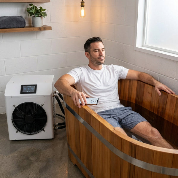 Cold Plunge Tub Designed for Home Recovery, 54 Inch, 1.3 HP Chiller, Ozone Sanitation, WiFi Control