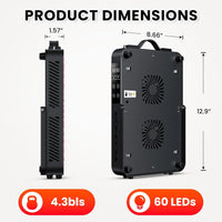 Red Light Therapy for Body, 660Nm 850Nm near Infrared Light Therapy Panel, 60 Dual Chip LED Device with 300W of Power, Ideal for Body, Face, Improve Sleep, Skin Health, Includes Hanging Kit & Handle
